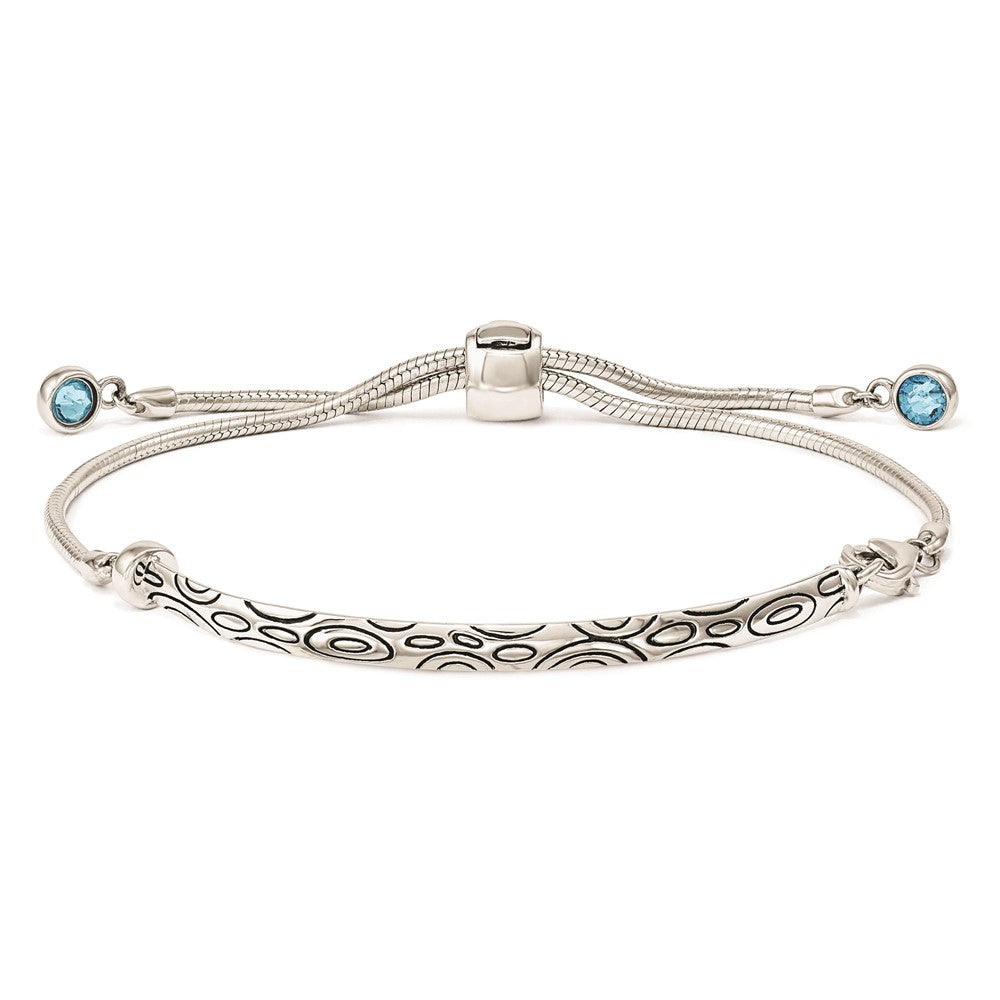 FJC Finejewelers 925 Sterling Silver Adjustable Antiqued Blue Crystal Round Bezel Adjustable Bracelet