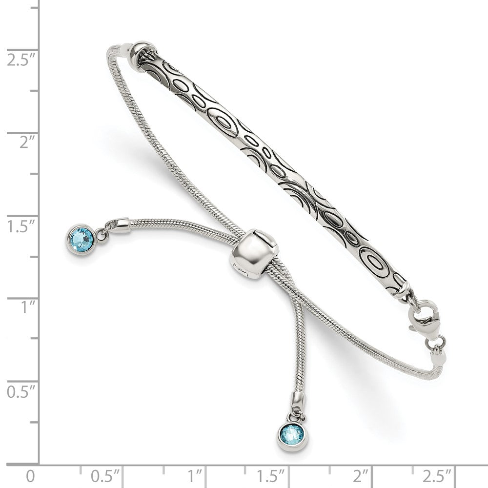 FJC Finejewelers 925 Sterling Silver Adjustable Antiqued Blue Crystal Round Bezel Adjustable Bracelet