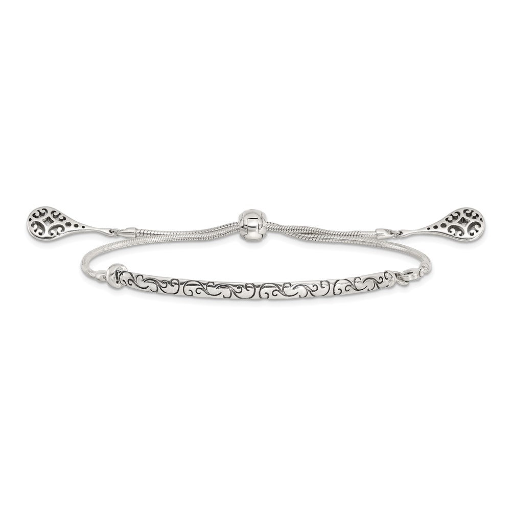 FJC Finejewelers 925 Sterling Silver Adjustable Antiqued Filigree Drops Adjustable Bracelet