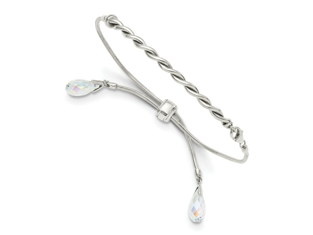 FJC Finejewelers 925 Sterling Silver Adjustable Antiqued Crystal Tassel Adjustable Bracelet
