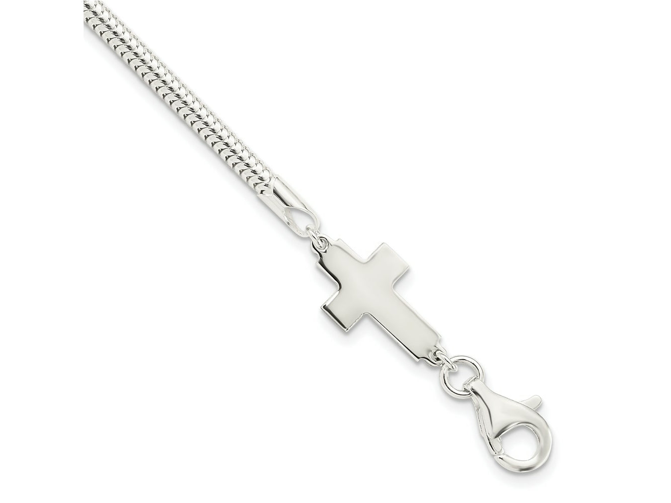 FJC Finejewelers 925 Sterling Silver Sideways Cross Bracelet 7.5 Inches