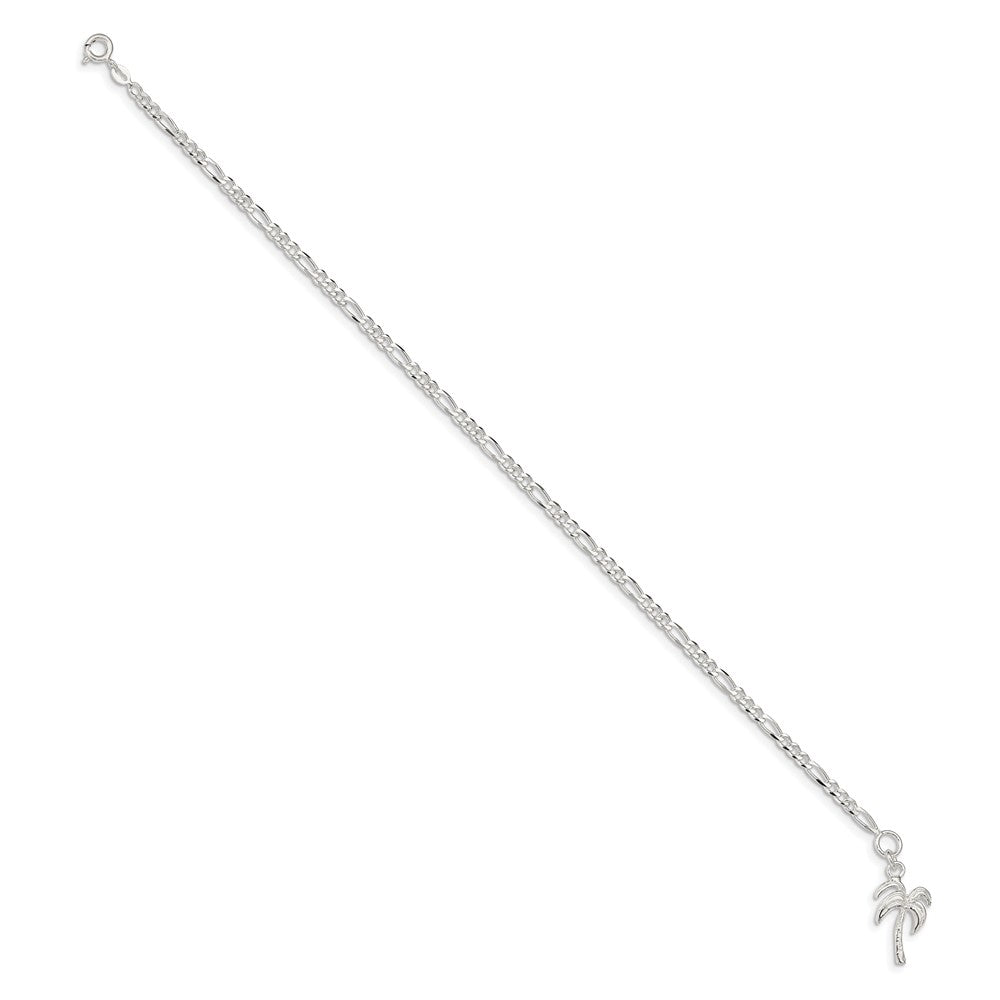 FJC Finejewelers 925 Sterling Silver Hand Made Figaro Palm Tree Anklet 9 Inches x 12 mm
