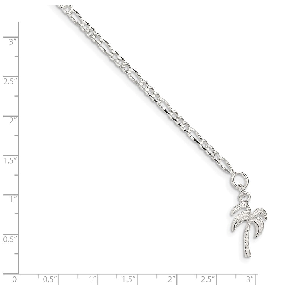 FJC Finejewelers 925 Sterling Silver Hand Made Figaro Palm Tree Anklet 9 Inches x 12 mm