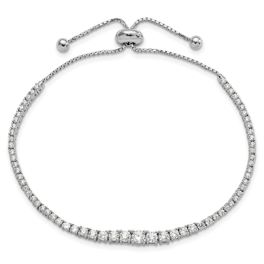 FJC Finejewelers 925 Sterling Silver CZ Rhodium Plated CZ 67 Stone 5 to 9 inch Adjustable Bracelet