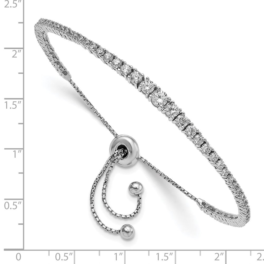 FJC Finejewelers 925 Sterling Silver CZ Rhodium Plated CZ 67 Stone 5 to 9 inch Adjustable Bracelet