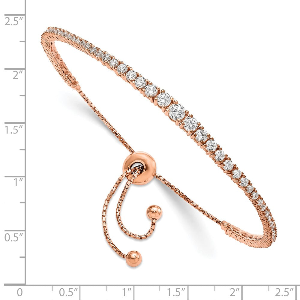 FJC Finejewelers 925 Sterling Silver CZ Rose-tone CZ 5 to 9in Adjustable Bracelet