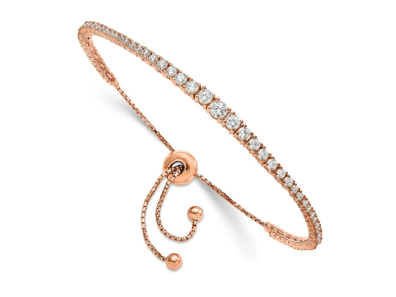 FJC Finejewelers 925 Sterling Silver CZ Rose-tone CZ 5 to 9in Adjustable Bracelet