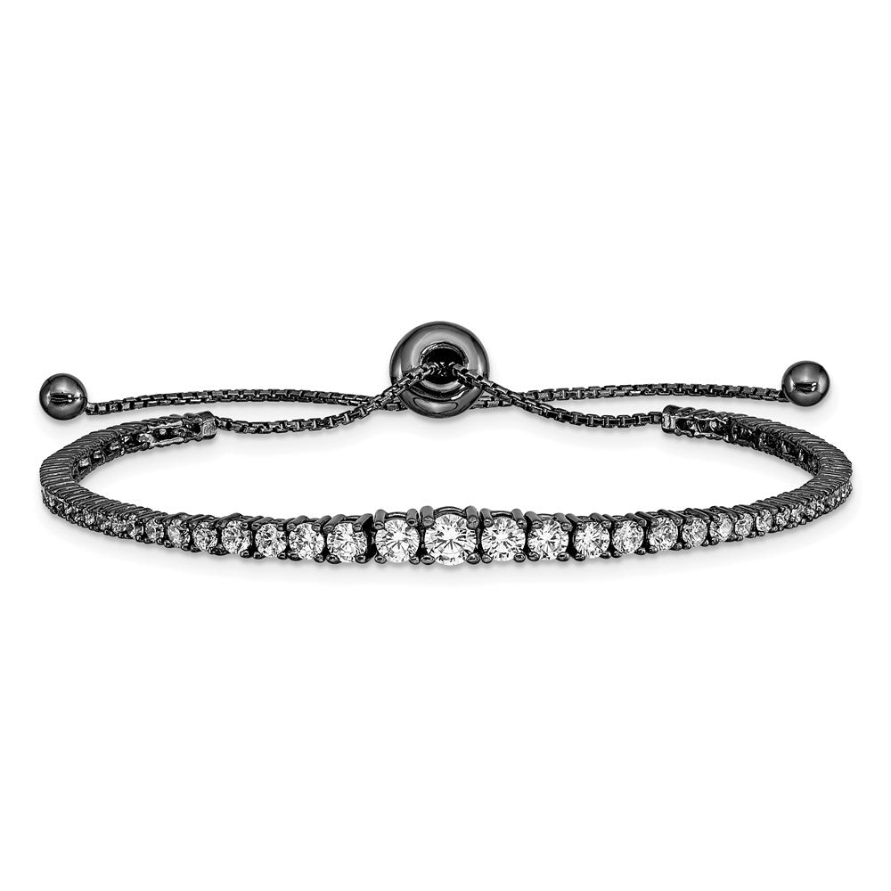 FJC Finejewelers 925 Sterling Silver CZ Black Rhodium Plated CZ 5 to 9 inch Adjustable Bracelet