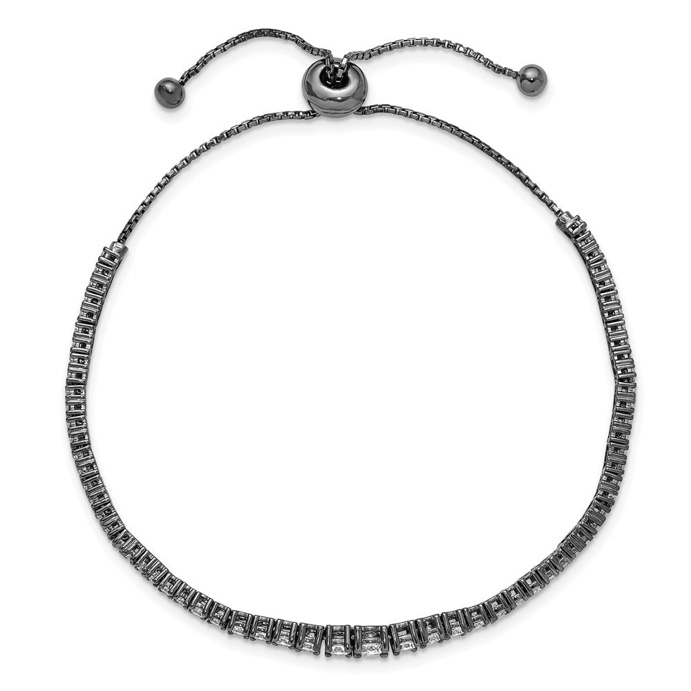 FJC Finejewelers 925 Sterling Silver CZ Black Rhodium Plated CZ 5 to 9 inch Adjustable Bracelet