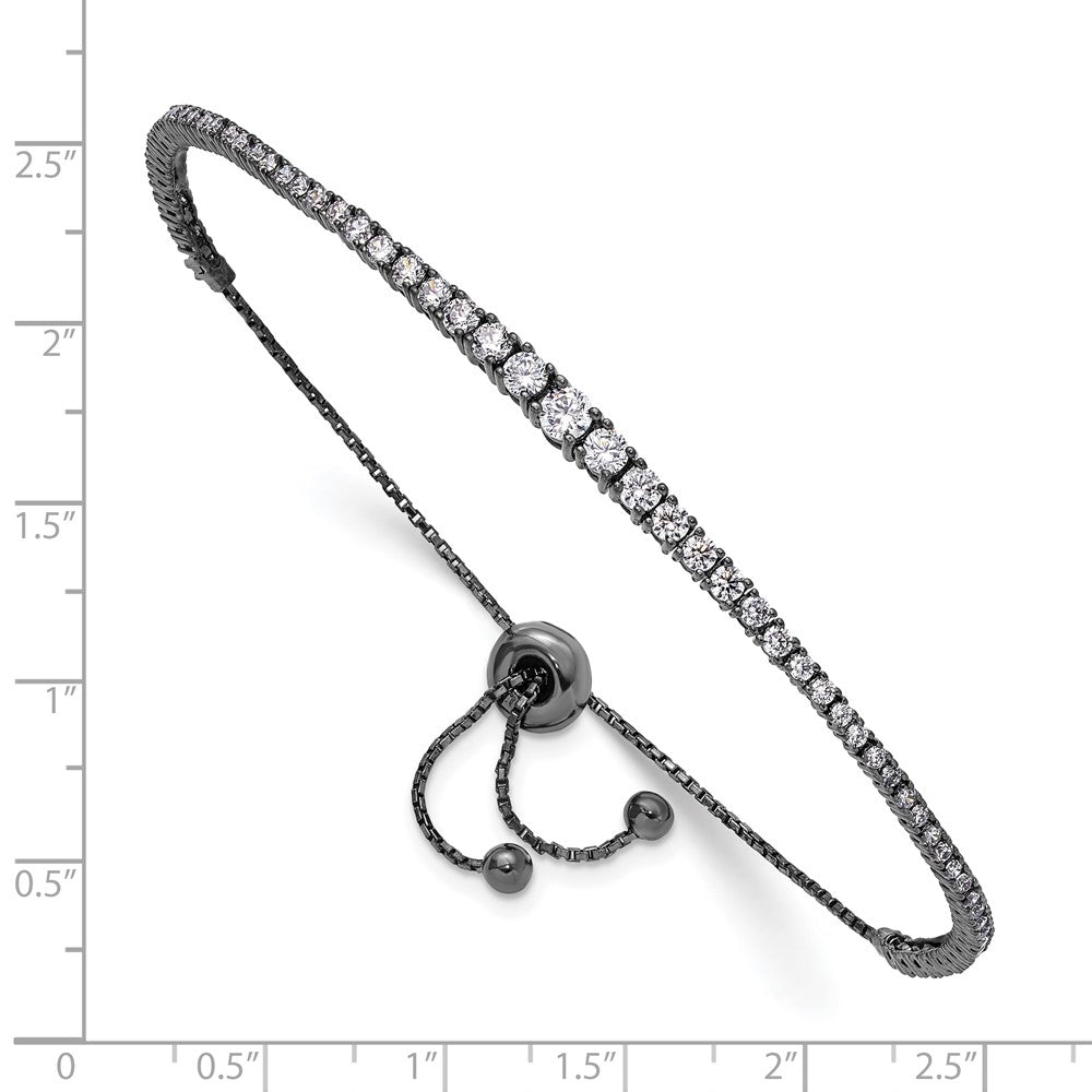 FJC Finejewelers 925 Sterling Silver CZ Black Rhodium Plated CZ 5 to 9 inch Adjustable Bracelet