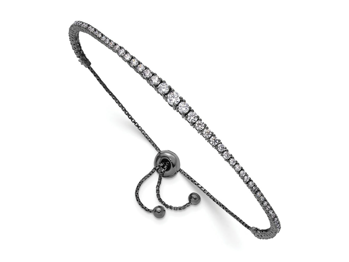 FJC Finejewelers 925 Sterling Silver CZ Black Rhodium Plated CZ 5 to 9 inch Adjustable Bracelet