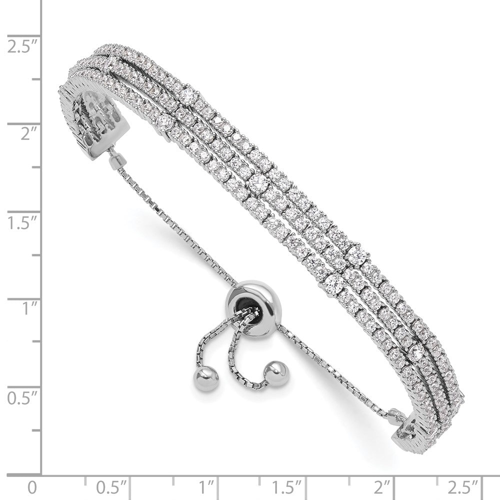 FJC Finejewelers 925 Sterling Silver CZ Rhodium Plated CZ 5 to 9 inch Adjustable Bracelet