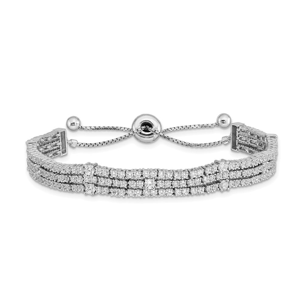 FJC Finejewelers 925 Sterling Silver CZ Rhodium Plated CZ 5 to 9 inch Adjustable Bracelet