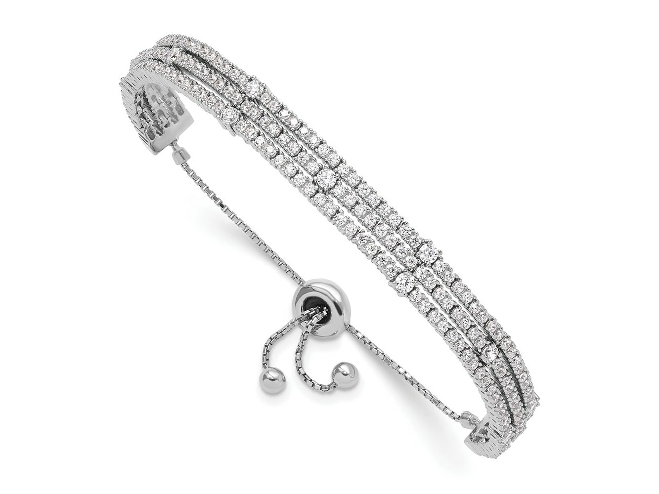 FJC Finejewelers 925 Sterling Silver CZ Rhodium Plated CZ 5 to 9 inch Adjustable Bracelet