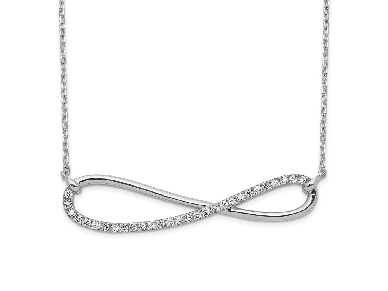 FJC Finejewelers 925 Sterling Silver Cable  CZ Infinity Symbol 18.5 in Necklace 18 Inches x 40 Inches