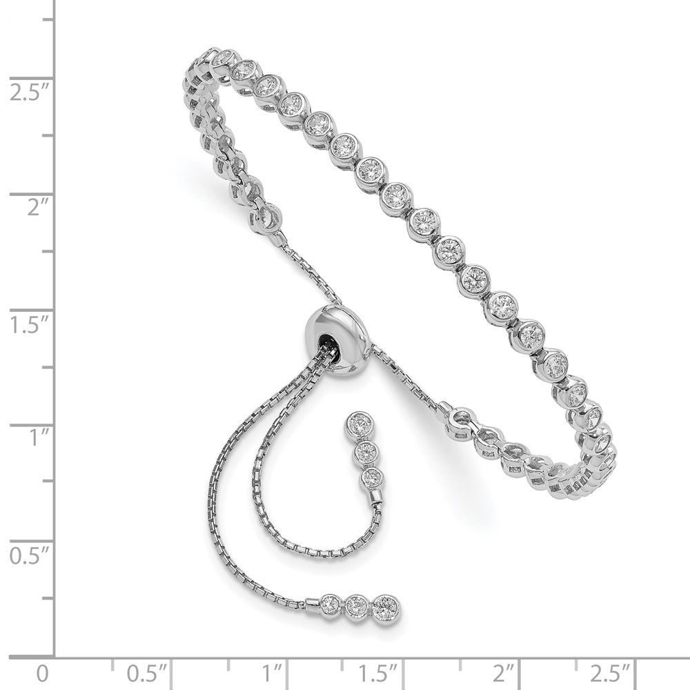 FJC Finejewelers 925 Sterling Silver Box Rhodium Plated CZ 44 Stone Polished Adjustable Bracelet 3.62 mm