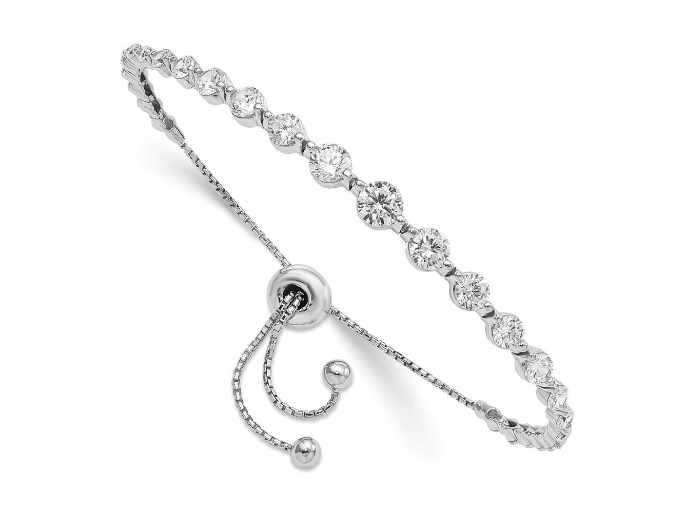 FJC Finejewelers 925 Sterling Silver Graduated CZ Adjustable 5in-8.75in Bracelet 5.3 mm