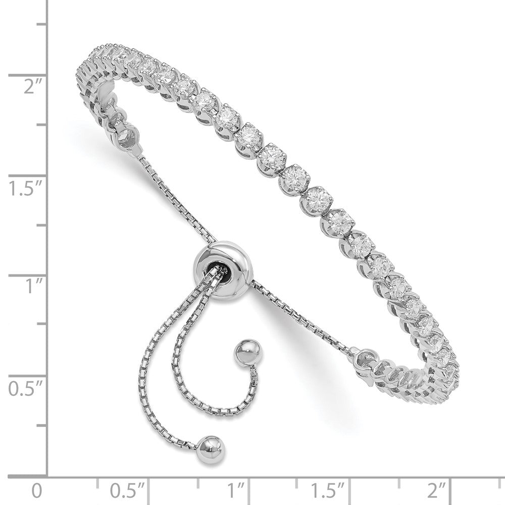 FJC Finejewelers 925 Sterling Silver CZ 39 Stone Adjustable Bracelet 3.41 mm