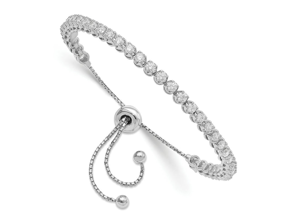 FJC Finejewelers 925 Sterling Silver CZ 39 Stone Adjustable Bracelet 3.41 mm