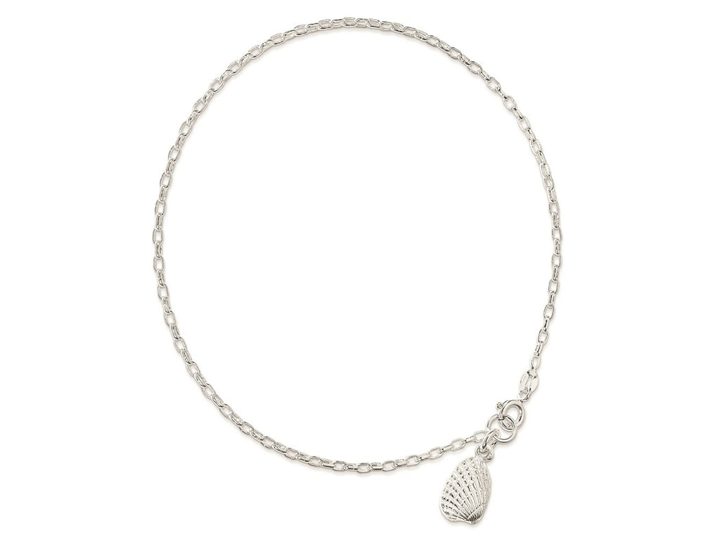 FJC Finejewelers 925 Sterling Silver Hand Made Rolo Shell Anklet 9 Inches x 12 mm
