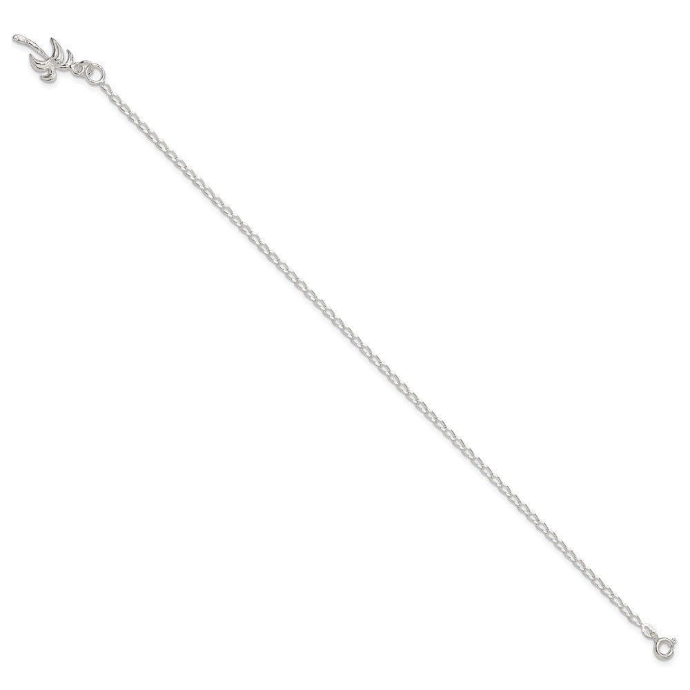 FJC Finejewelers 925 Sterling Silver Hand Made Link Palm Tree Anklet 9 Inches x 12 mm