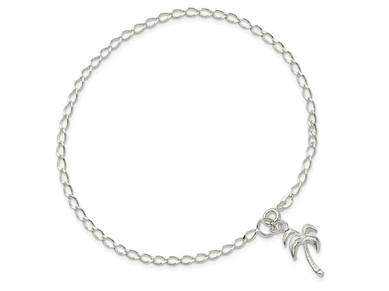 FJC Finejewelers 925 Sterling Silver Hand Made Link Palm Tree Anklet 9 Inches x 12 mm
