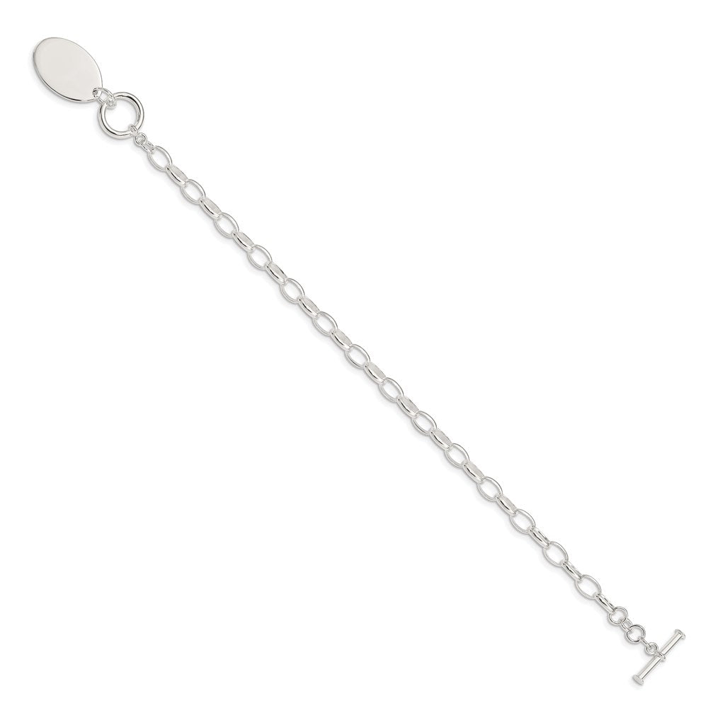 FJC Finejewelers 925 Sterling Silver Fancy Oval Disc Bracelet 7 Inches x 21 mm