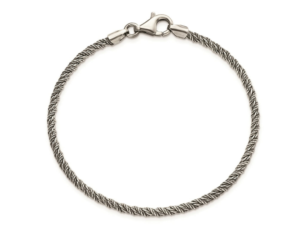 FJC Finejewelers 925 Sterling Silver Antiqued Polished Rope Bracelet 8 Inches x 3 mm