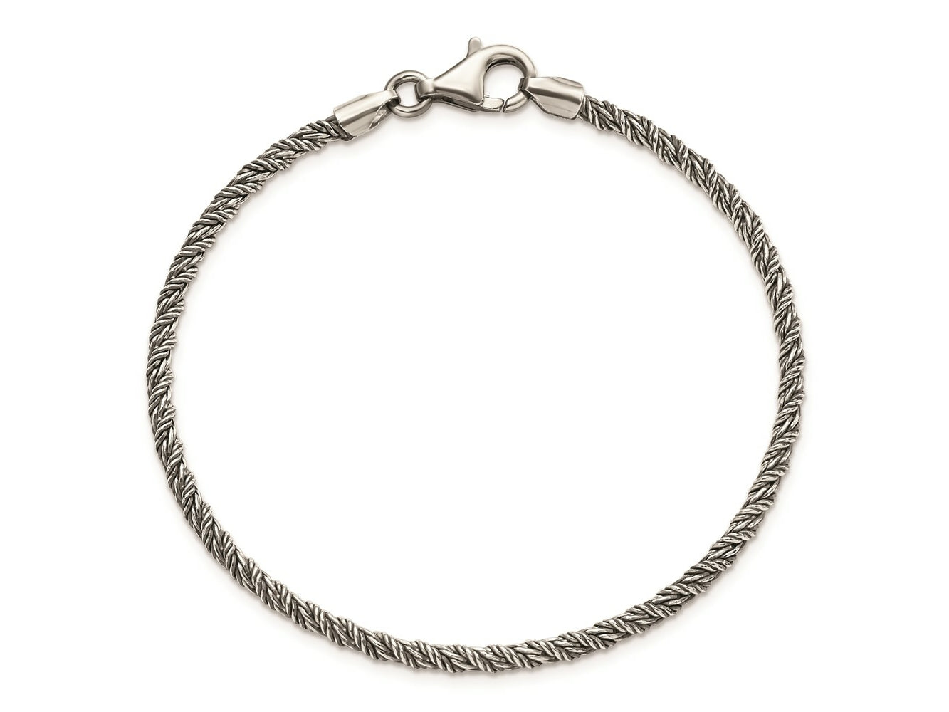 FJC Finejewelers 925 Sterling Silver Antiqued Polished Rope Bracelet 8 Inches x 3 mm