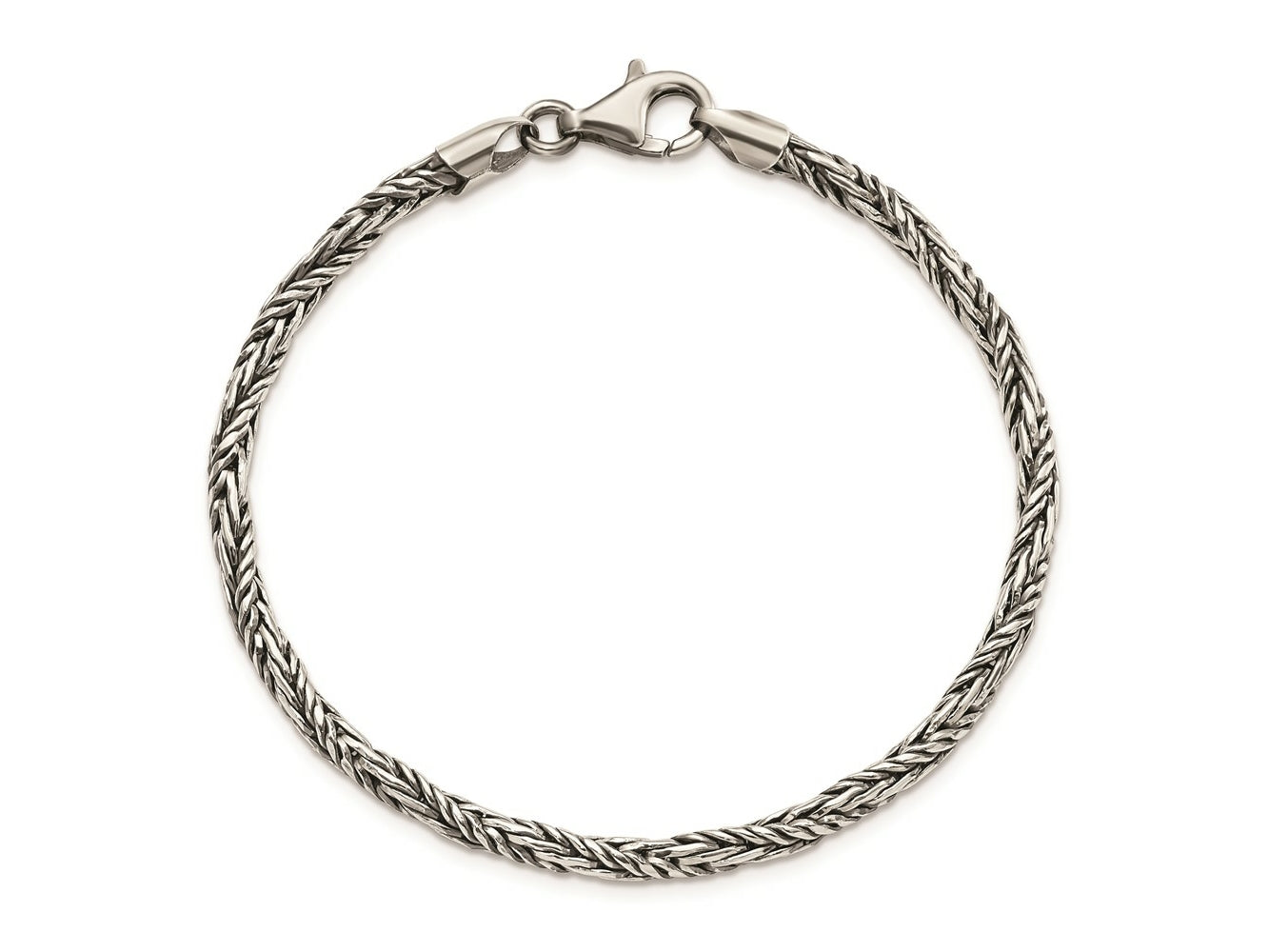 FJC Finejewelers 925 Sterling Silver Antiqued Polished Rope Bracelet 8 Inches x 3.55 mm