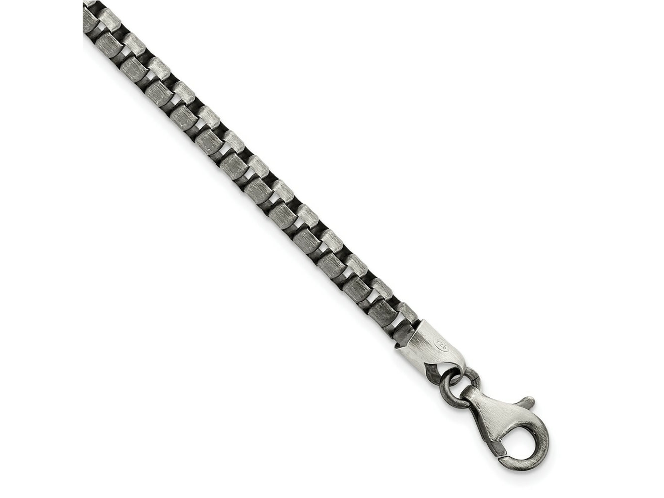 FJC Finejewelers 925 Sterling Silver Antiqued Brushed Box Bracelet 8 Inches x 4.11 mm