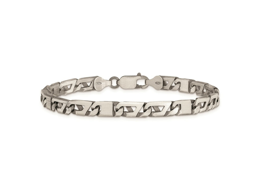 FJC Finejewelers 925 Sterling Silver Antiqued Brushed Link Bracelet 8.25 Inches x 5.7 mm