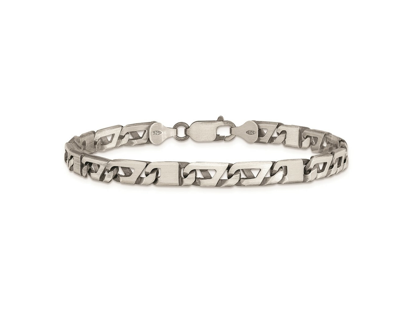 FJC Finejewelers 925 Sterling Silver Antiqued Brushed Link Bracelet 8.25 Inches x 5.7 mm