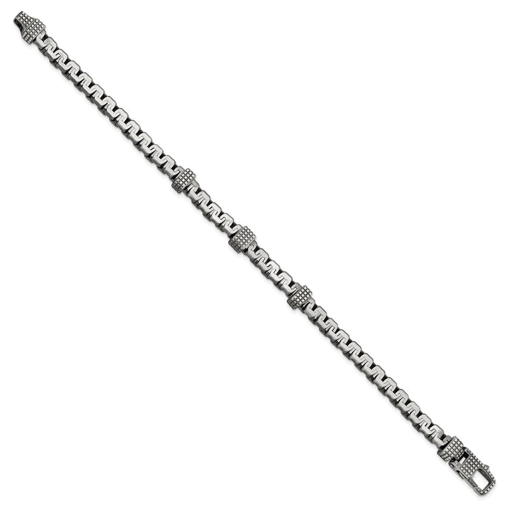 FJC Finejewelers 925 Sterling Silver Mens Antiqued Brushed Textured Link Bracelet 8.5 Inches x 8.3 mm