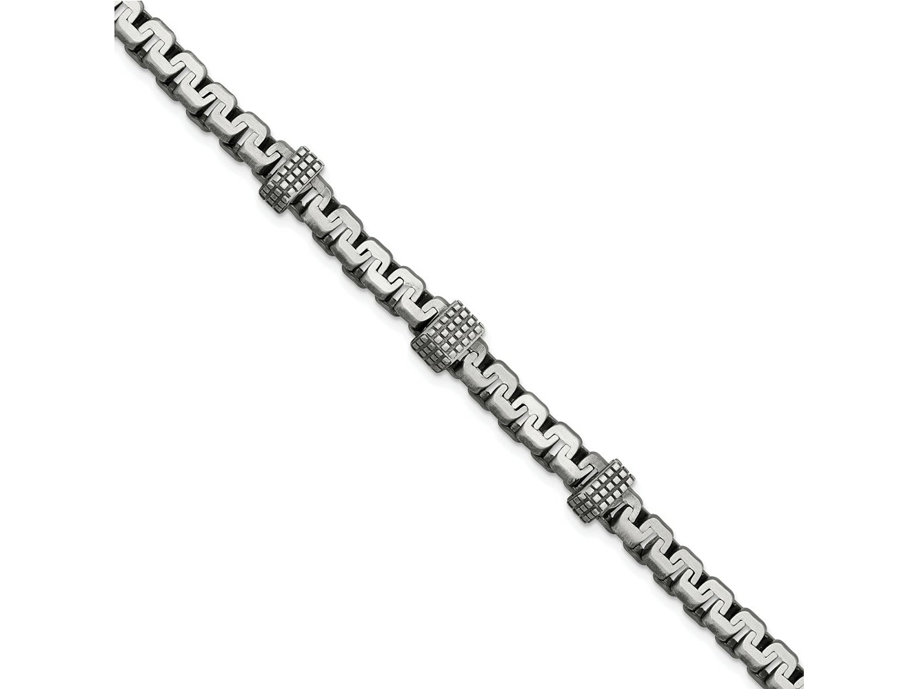 FJC Finejewelers 925 Sterling Silver Mens Antiqued Brushed Textured Link Bracelet 8.5 Inches x 8.3 mm