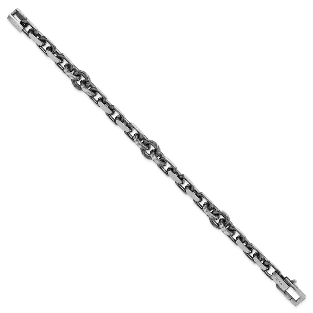 FJC Finejewelers 925 Sterling Silver Link Mens Antiqued Brushed Cable/Twisted Rolo Bracelet 8.5 Inches x 9.62 mm
