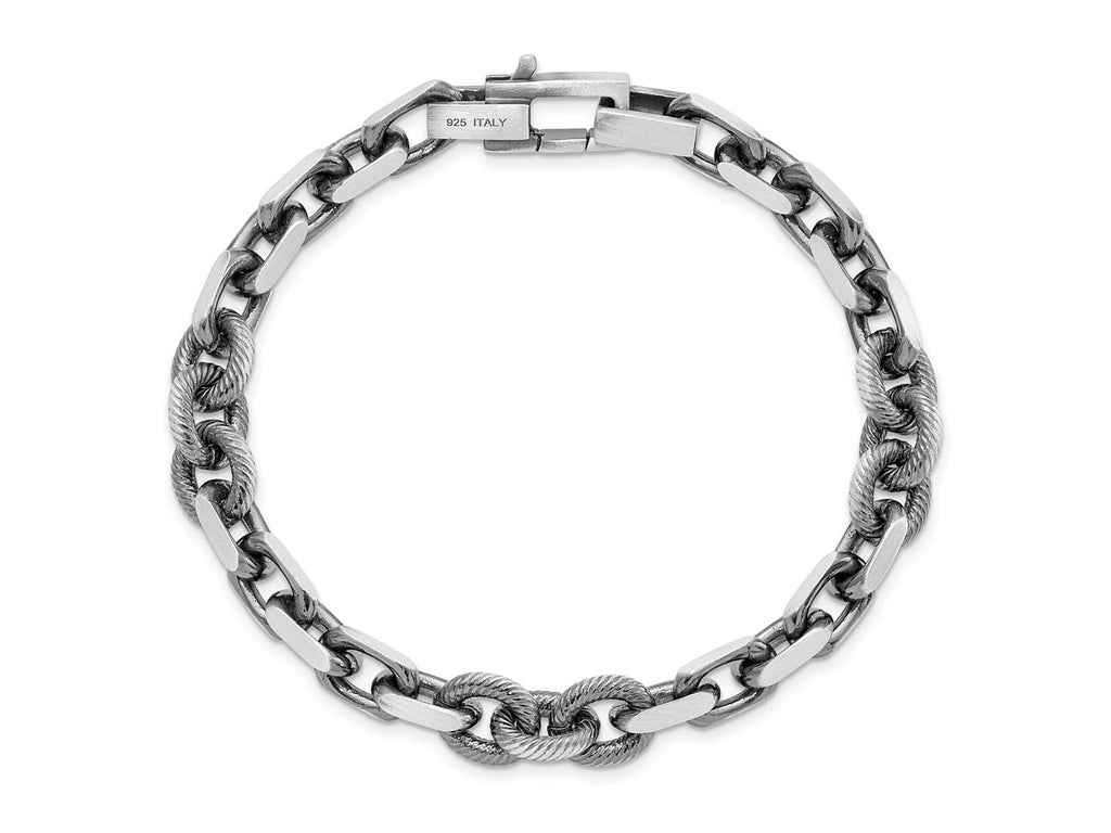 FJC Finejewelers 925 Sterling Silver Link Mens Antiqued Brushed Cable/Twisted Rolo Bracelet 8.5 Inches x 9.62 mm