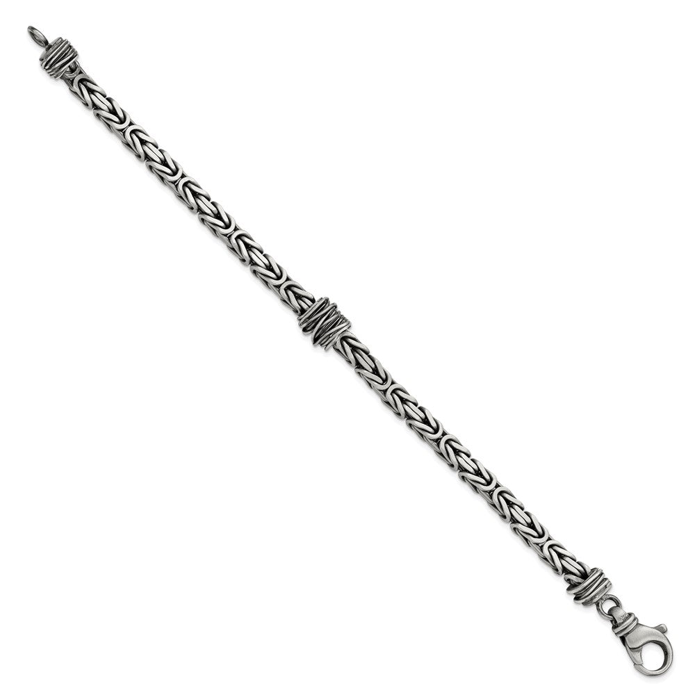 FJC Finejewelers 925 Sterling Silver Mens Antiqued Brushed Square Byzantine Bracelet 8.5 Inches x 10.1 mm