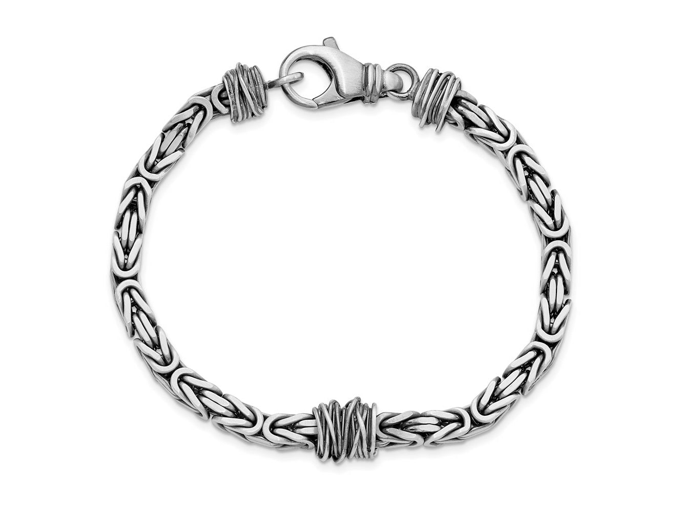 FJC Finejewelers 925 Sterling Silver Mens Antiqued Brushed Square Byzantine Bracelet 8.5 Inches x 10.1 mm