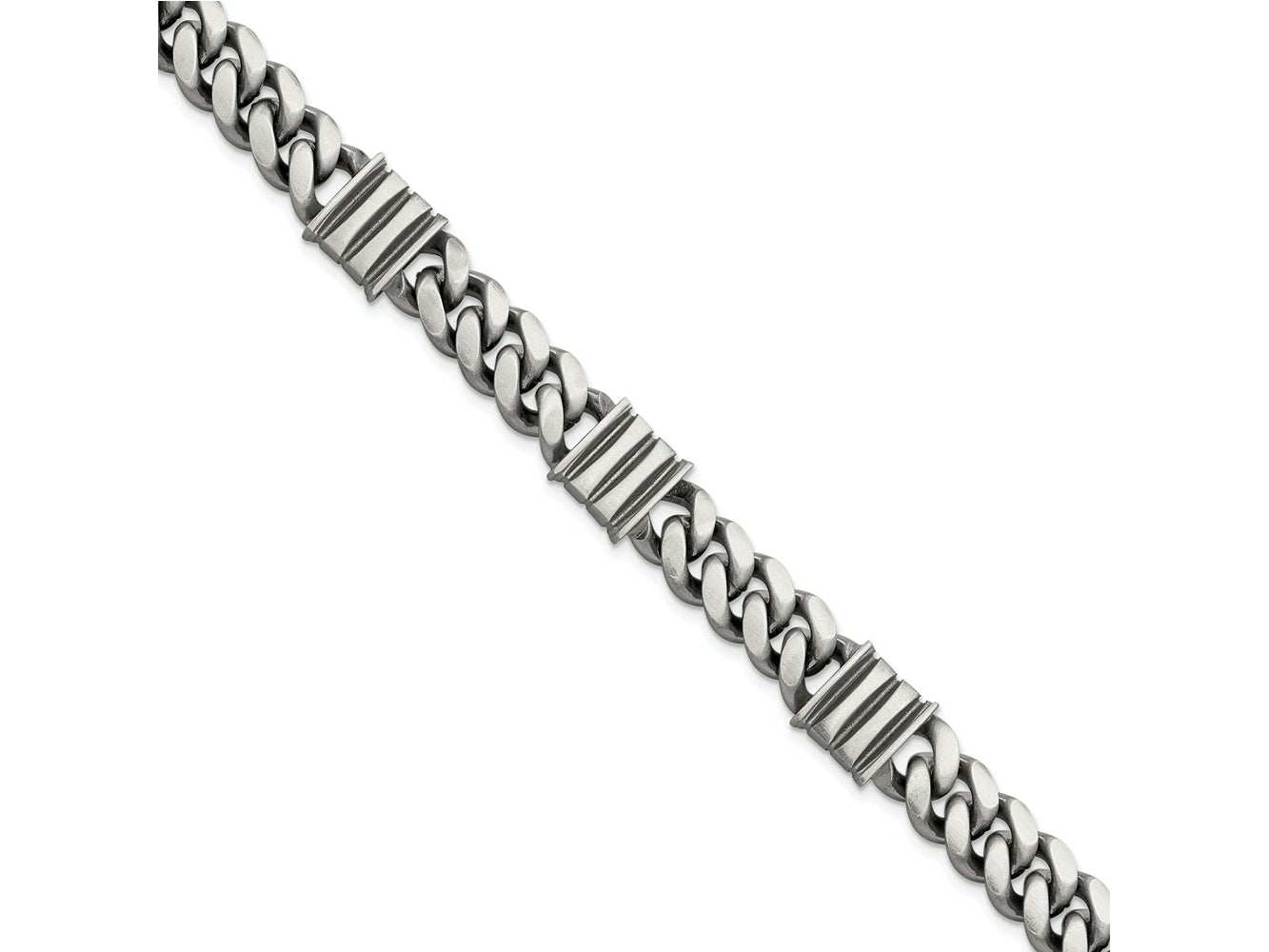 FJC Finejewelers 925 Sterling Silver Mens Antiqued Brushed Curb/Bar Bracelet 8.5 Inches x 11.2 mm