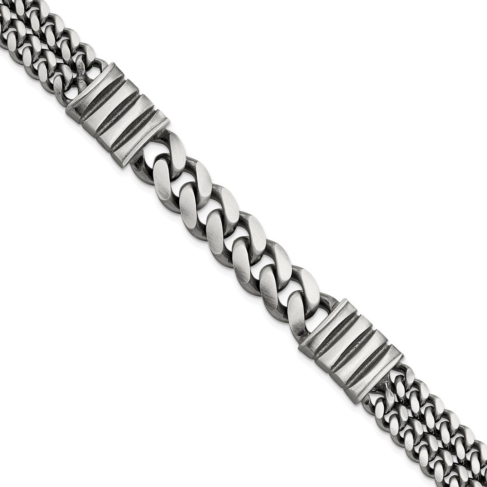 FJC Finejewelers 925 Sterling Silver Mens Antiqued Brush Double Curb Bracelet 8.5 Inches x 13.25 mm