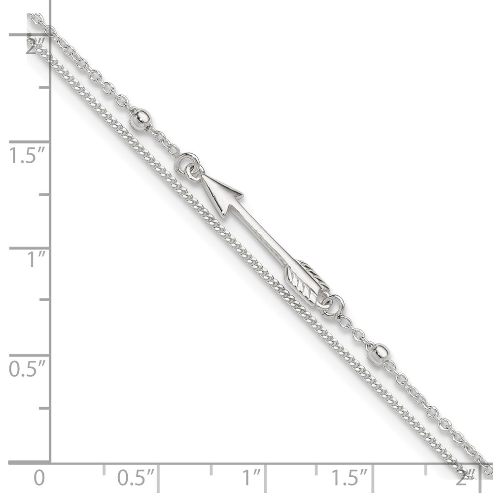 FJC Finejewelers 925 Sterling Silver Other Chain 9in Plus 1in Ext. 2-strand Arrow and Bar Anklet 10 Inches x 4 mm
