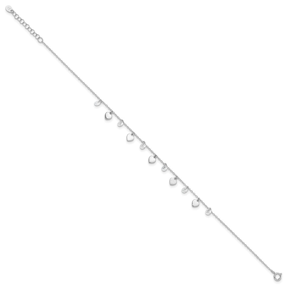 FJC Finejewelers 925 Sterling Silver Cable d Polish and Brushed Heart CZ  9.75