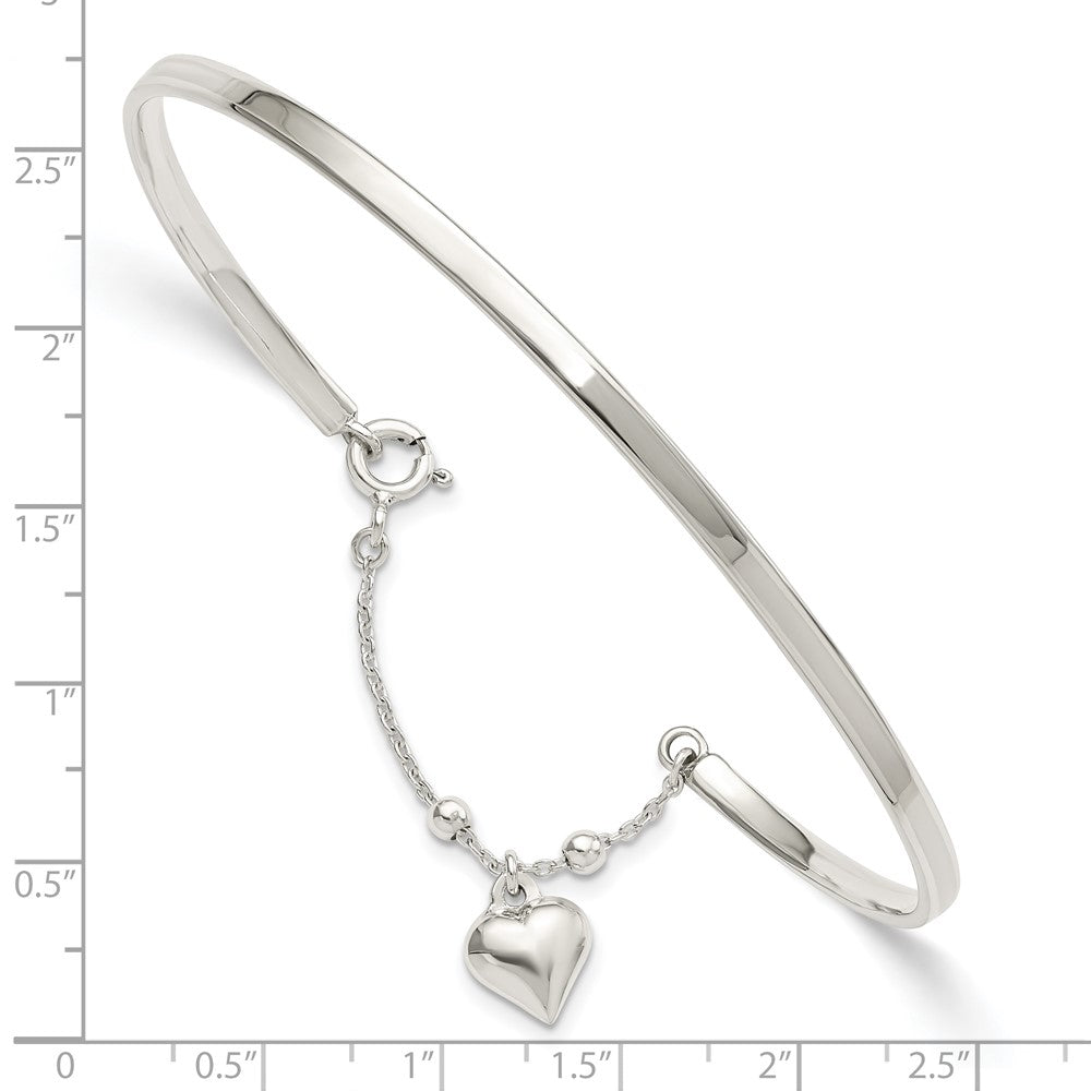 FJC Finejewelers 925 Sterling Silver Anklets with Station Puffed Heart Bangle Anklet 2 mm