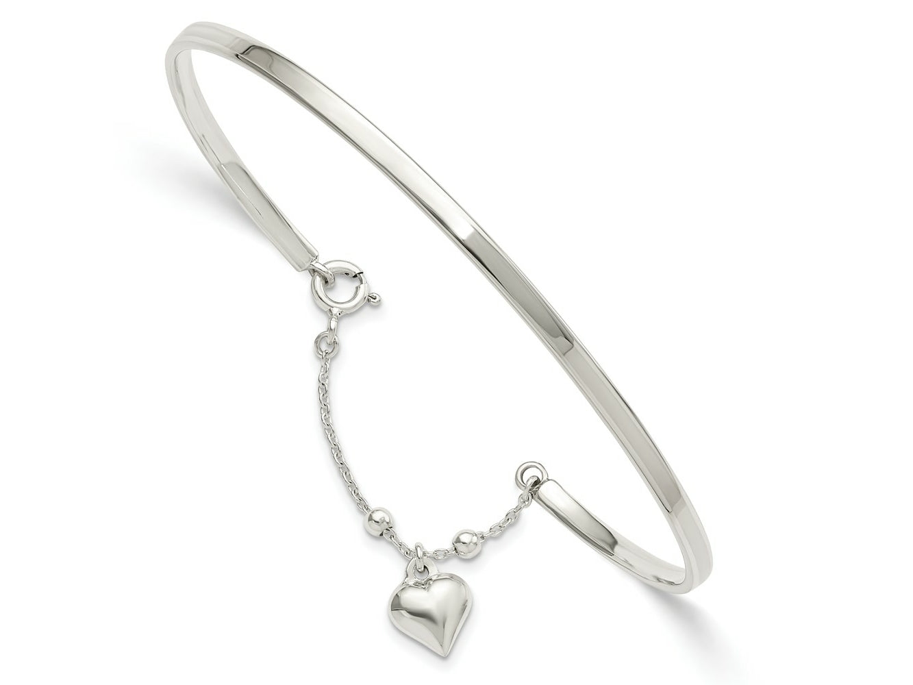 FJC Finejewelers 925 Sterling Silver Anklets with Station Puffed Heart Bangle Anklet 2 mm