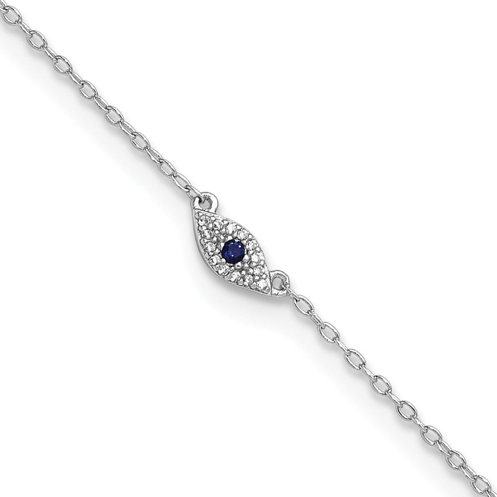 FJC Finejewelers 925 Sterling Silver Cable  Polished Blue and White CZ Eye Anklet 10 Inches x 3 mm