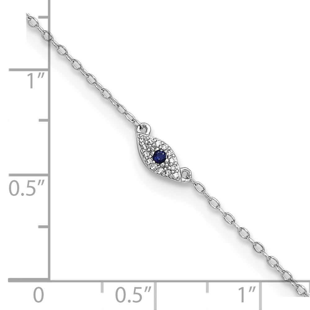 FJC Finejewelers 925 Sterling Silver Cable  Polished Blue and White CZ Eye Anklet 10 Inches x 3 mm
