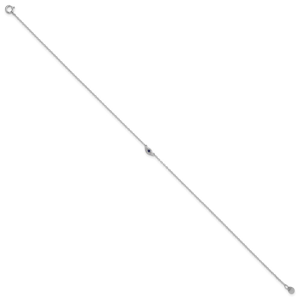 FJC Finejewelers 925 Sterling Silver Cable  Polished Blue and White CZ Eye Anklet 10 Inches x 3 mm