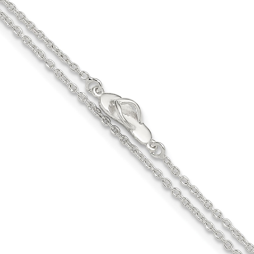 FJC Finejewelers 925 Sterling Silver Cable CZ Flip Flop 9 in Plus 1 in Ext. Anklet 10 Inches