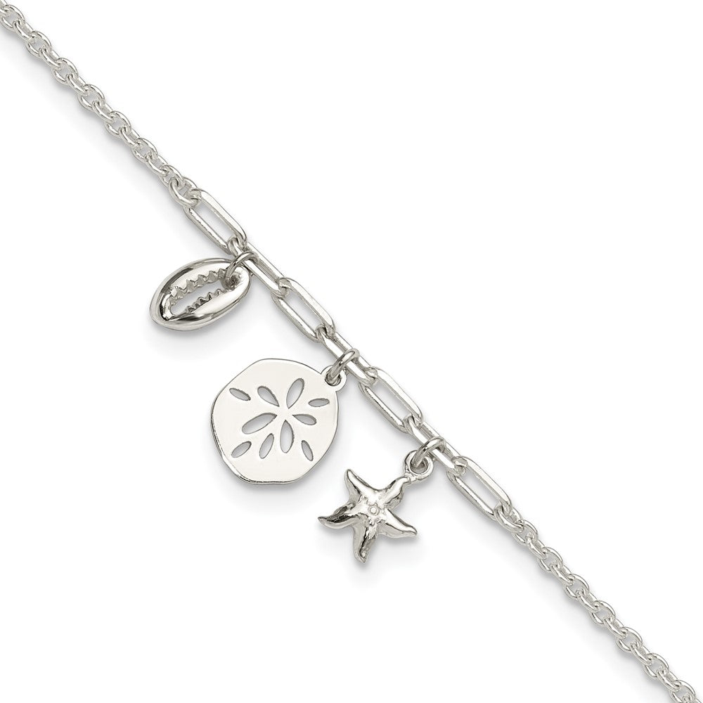 FJC Finejewelers 925 Sterling Silver Cable Shells 9in Plus 1 in Ext. Anklet 10 Inches
